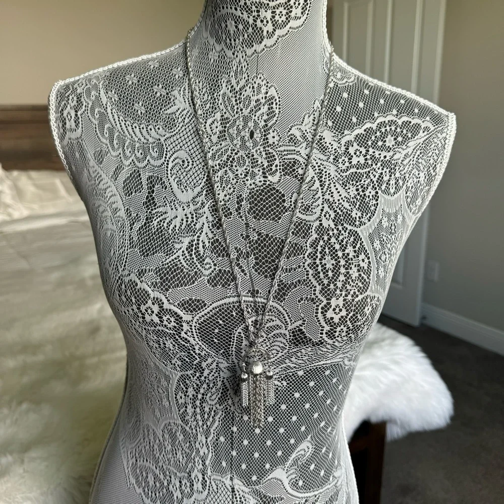Vintage Crown Trifari Silver Triple Tassel..